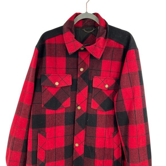 Pendleton Mount Hood Flannel Jacket Buffalo Plaid Wool Quilted Red Black XL - Picture 2 of 10